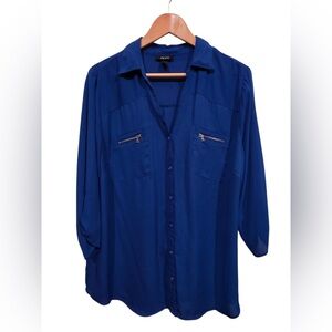 ALYX Royal Blue Zip Pocket Blouse | Women’s 1X